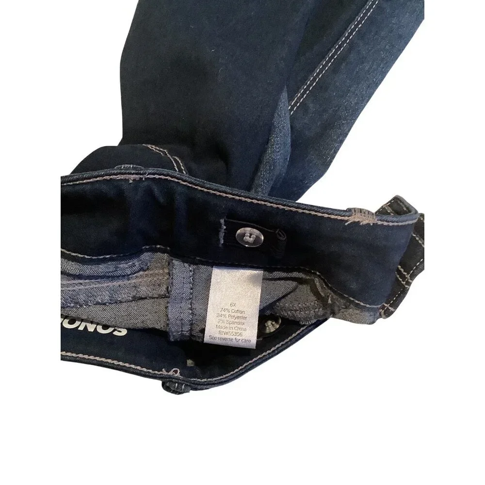 Sonoma Girls 6X Reg Jegging Adjustable Waist Dark Wash Denim Pants‎ Blue